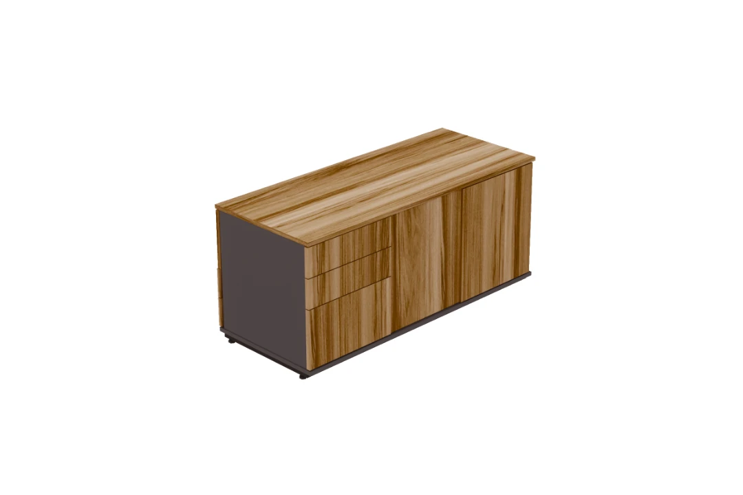 Armário para plataforma de trabalho com portas de correr duplas e 4 gavetas invertidas para duas pessoas Level	